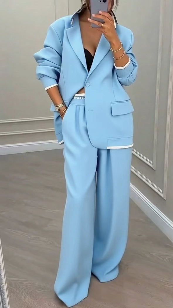 Ladies Collar Jacket+ Pants Style Commuting Suit