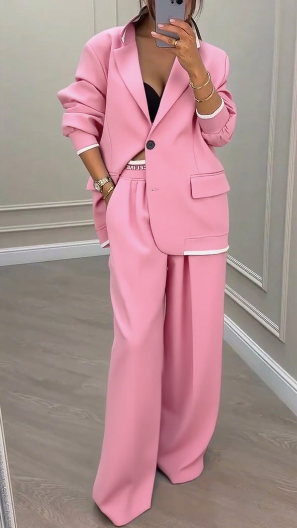 Ladies Collar Jacket+ Pants Style Commuting Suit
