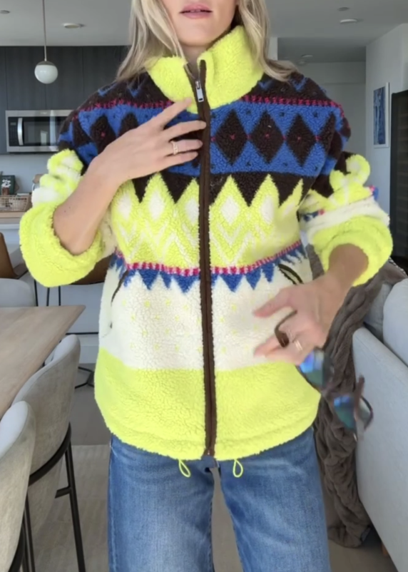 Women Casual Floral Sherpa Jacket
