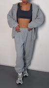 Women Button-down Hooded Jacket + Pants Casual Suit
