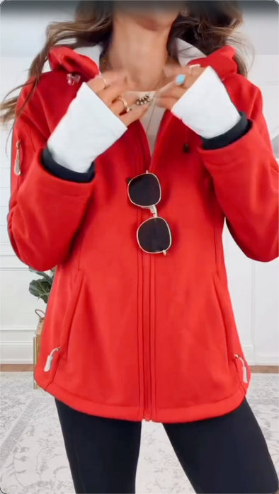 Women Wool Lined Soft Shell Waterproof Hooded Jacket