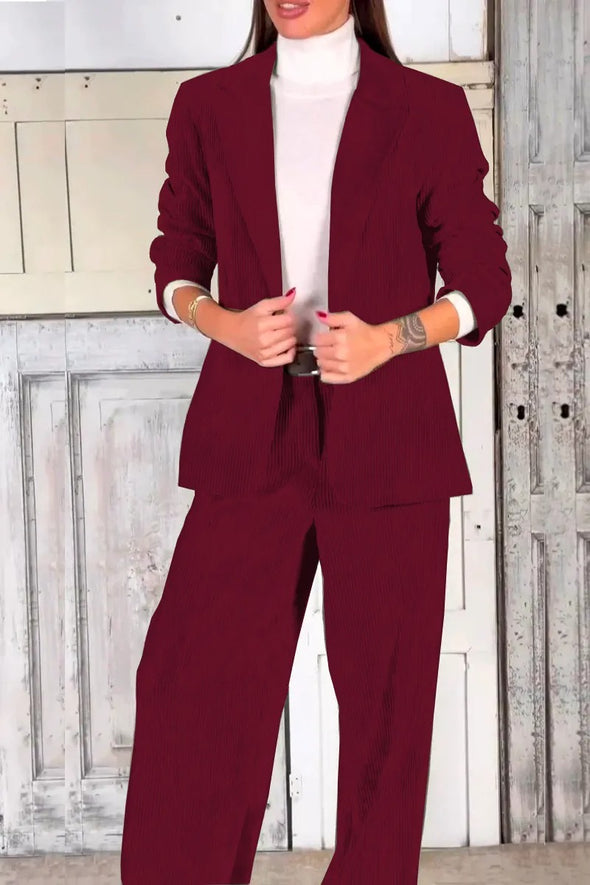 Ladies Casual Commuting Corduroy Suit
