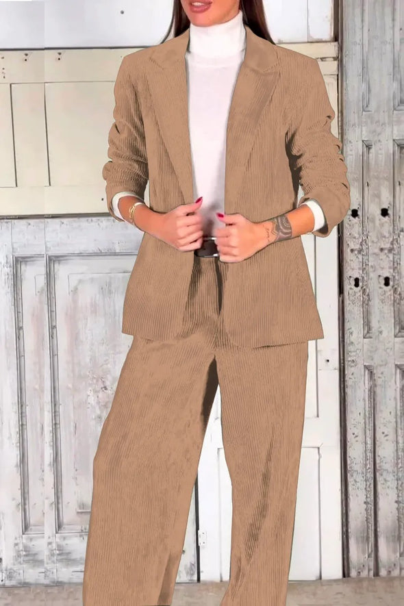 Ladies Casual Commuting Corduroy Suit