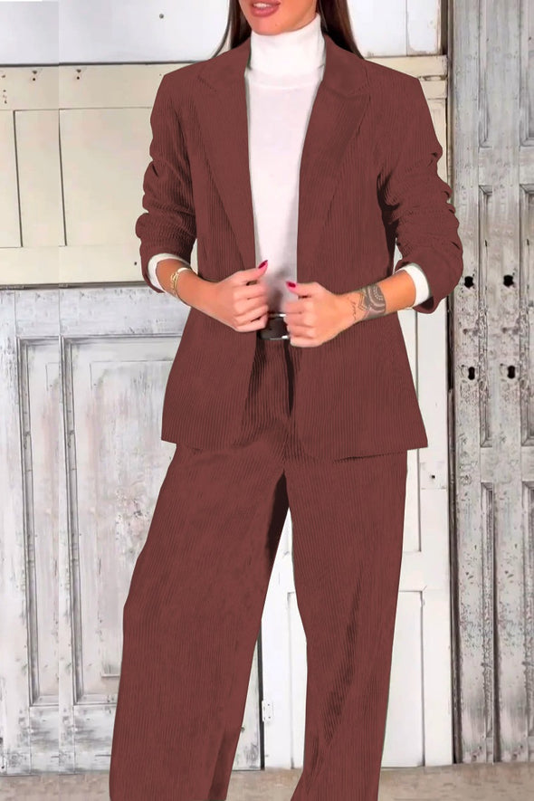 Ladies Casual Commuting Corduroy Suit