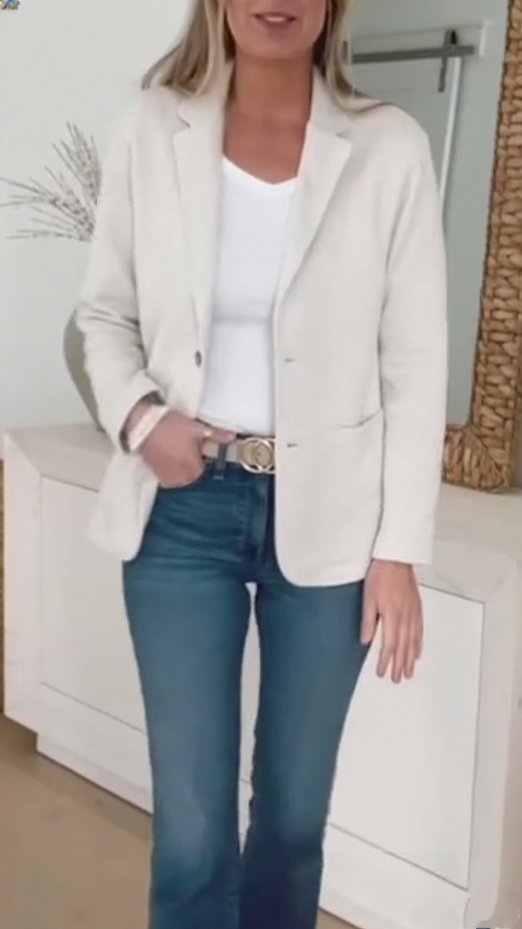 Women Lapel Temperament Commuter Knitted Blazer