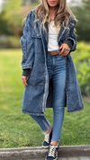 Women Round Neck Hooded Inner Fleece Spliced Casual Coat