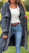 Women Round Neck Hooded Inner Fleece Spliced Casual Coat