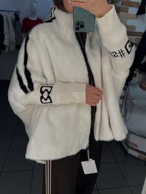 Women Stand Collar Plush Printed Casual Coat