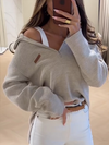 Womens Lapel Half Zipper Casual Top