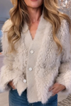 Women Patchwork Plush Casual Coat