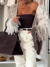 Women Tassel Contrasting Casual Cardigan