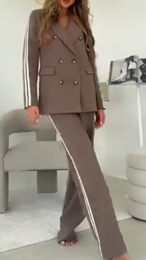 Women Lapel Jacket + Pants Temperament Commuter Set