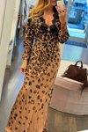 Ladies V-neck Patchwork Printed Elegant Temperament Dress
