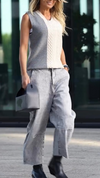 Women V-neck Contrasting Knitted Top + Pants Casual Suit