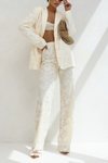 Ladies Lapel Print Hollow Out Temperament Casual Set