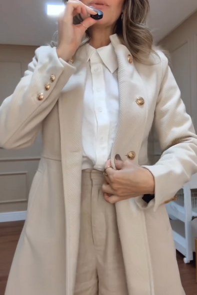 Women Lapel Double-breasted Temperament Casual Coat