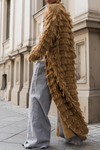 Womens Plush Tassel Casual Long Cardigan