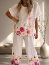 Women Round Neck Printed Loose Casual Suit
