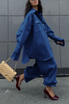 Womens Lapel Loose Top + Pants Casual Suit