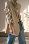 Ladies Collar Vertical Stripe Style Commuting Jacket