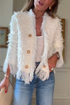 Women's Casual Jeans And Tassel Cardigan Jacket