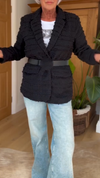 Women Lapel Striped Casual Jacket