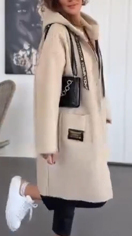 Women Hooded Drawstring Casual Coat