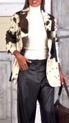Womens Lapel Print Temperament Casual Jacket