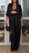Womens Round Neck Printed Zipper Jacket + Pants Casual Suit