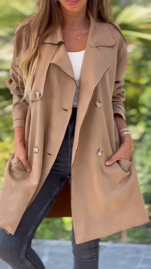 Womens Lapel Temperament Casual Windbreaker