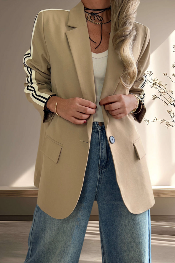 Ladies Collar Vertical Stripe Style Commuting Jacket
