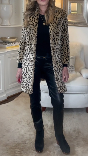 Womens Lapel Leopard Print Temperament Casual Coat