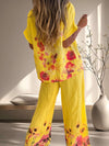 Women Round Neck Printed Loose Casual Suit