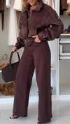 Women Lapel Splicing Jacket + Pants Temperament Casual Suit