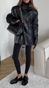 Women Stand-up Collar Temperament Casual Leather Jacket