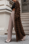 Womens Plush Tassel Casual Long Cardigan