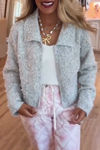 Women Lapel Beaded Casual Coat