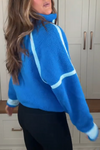 Women Stand Collar Half Zip Plush Casual Top