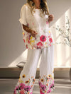 Women Round Neck Printed Loose Casual Suit