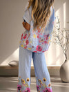 Women Round Neck Printed Loose Casual Suit