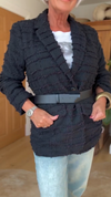Women Lapel Striped Casual Jacket