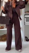 Women Lapel Splicing Jacket + Pants Temperament Casual Suit