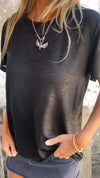 Hot Stamping Round Neck Short-sleeved V Neck T-shirt